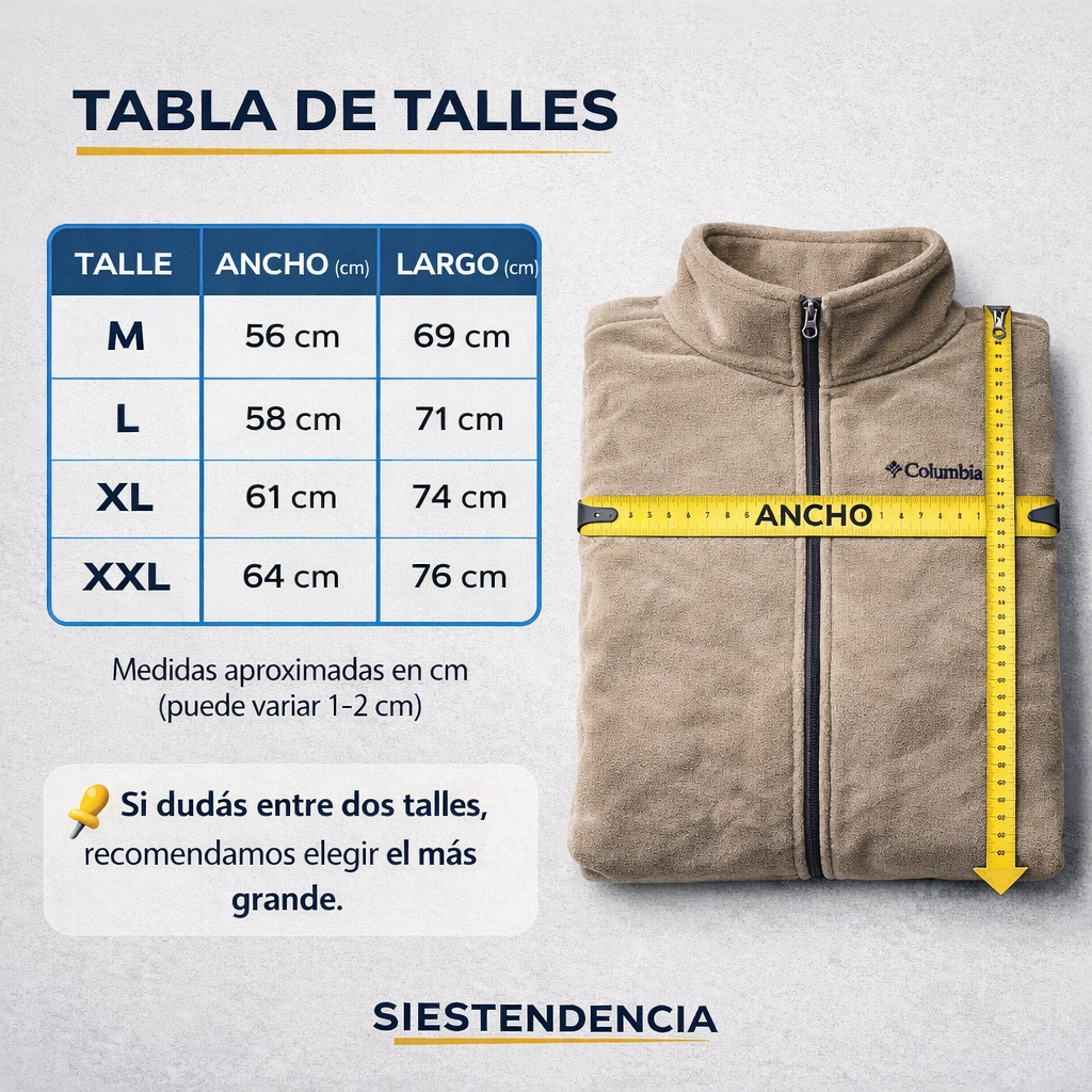 Gu&iacute;a de talles campera micropolar